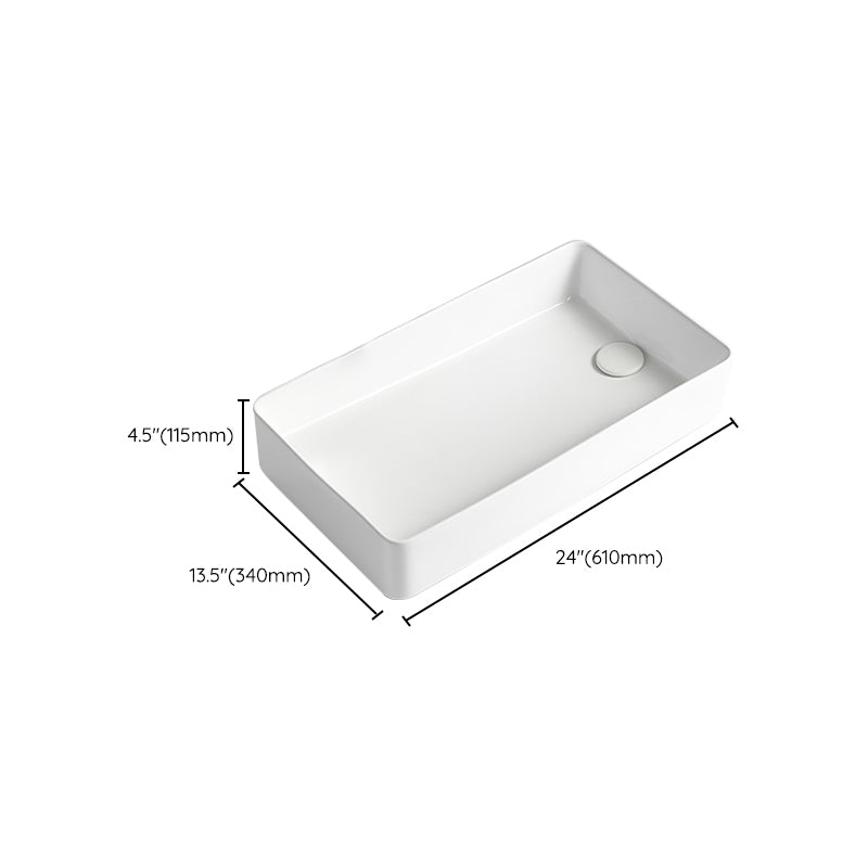 Modern Bathroom Sink Porcelain Solid Color Rectangular Vessel Bathroom Sink