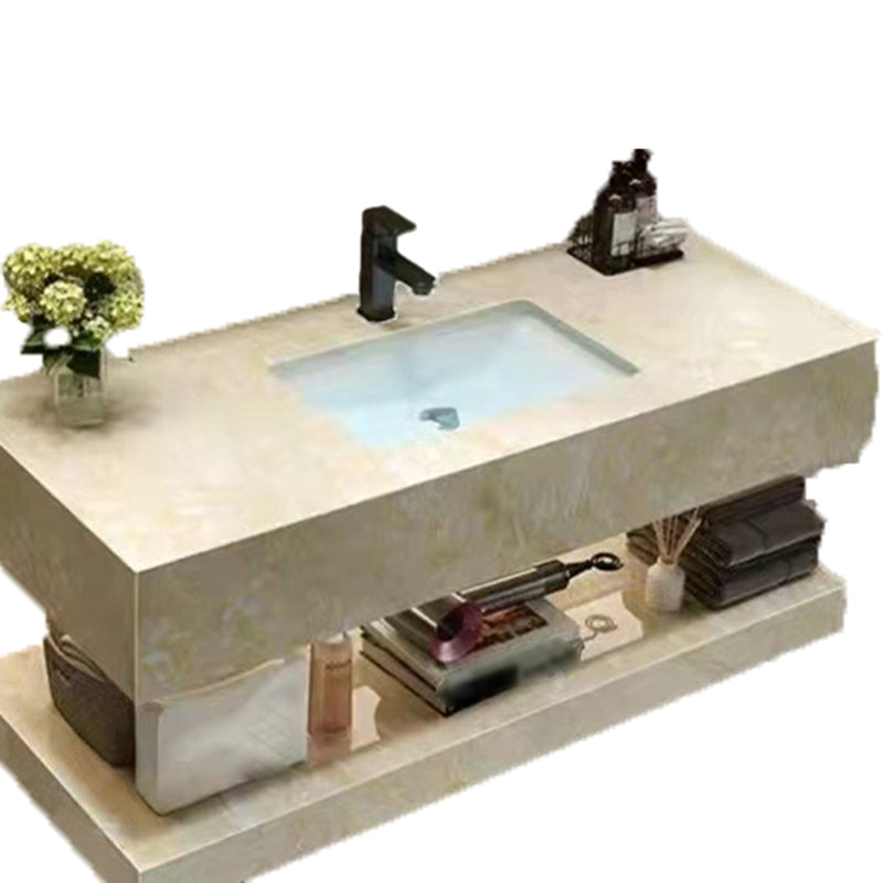 Yellow Stone Bath Vanity Shelving Included Single Sink Wall Mount Vanity Set with Mirror