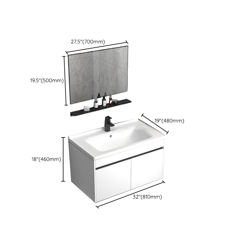 Modern Bathroom Vanity Set Wood Standalone Cabinet and Mirror Space Saver Vanity