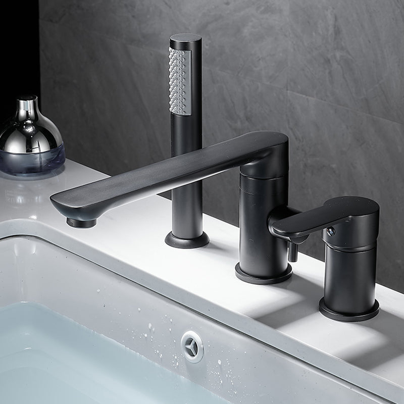Modern Deck Mounted Freestanding Tub Filler Metal Freestanding Faucet with Handles