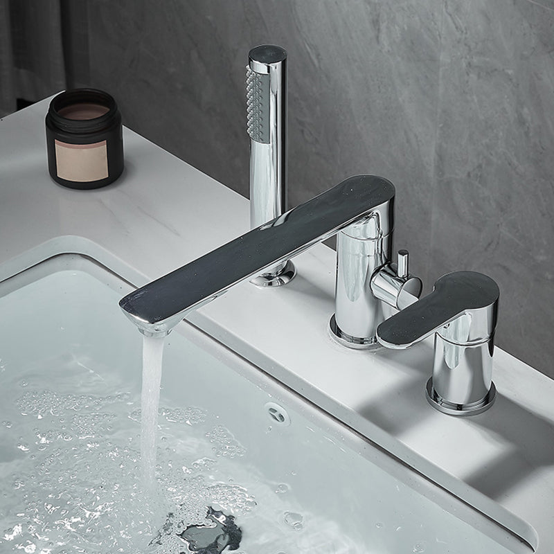 Modern Deck Mounted Freestanding Tub Filler Metal Freestanding Faucet with Handles
