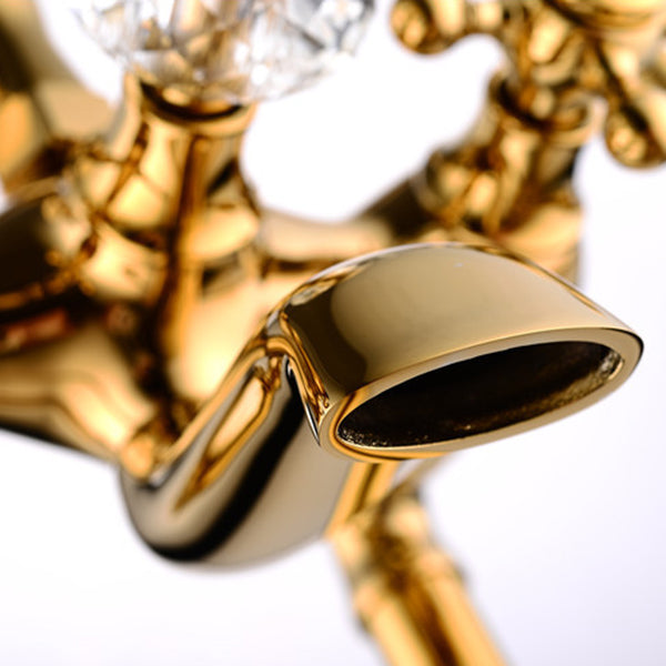 Floor Mounted Metal Freestanding Tub Filler Copper Freestanding Faucet in Gold