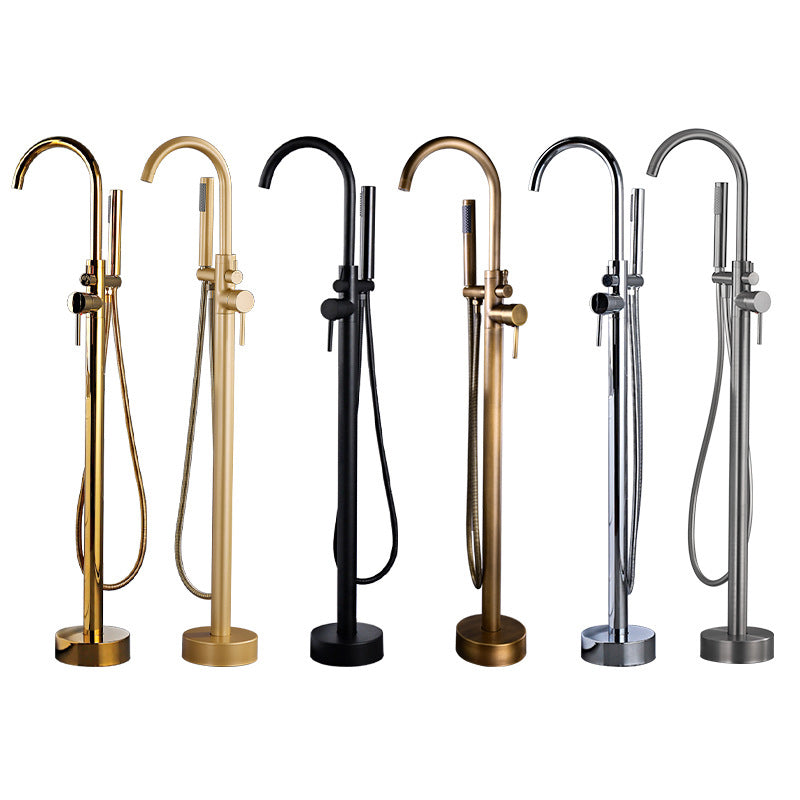 Floor Mounted Freestanding Tub Filler Metal Freestanding Tub Filler Trim with Spray Gun