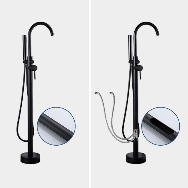 Floor Mounted Freestanding Tub Filler Metal Freestanding Tub Filler Trim with Spray Gun