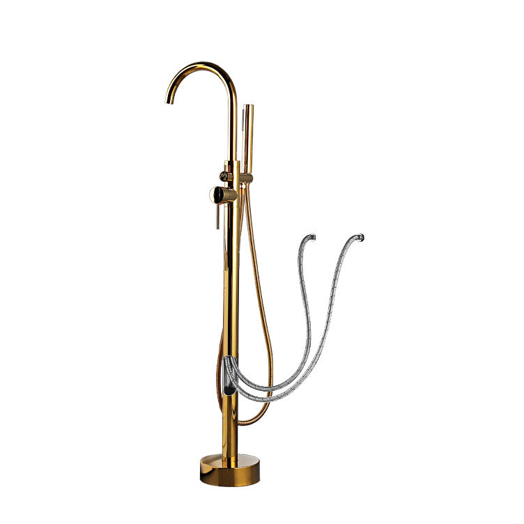 Floor Mounted Freestanding Tub Filler Metal Freestanding Tub Filler Trim with Spray Gun
