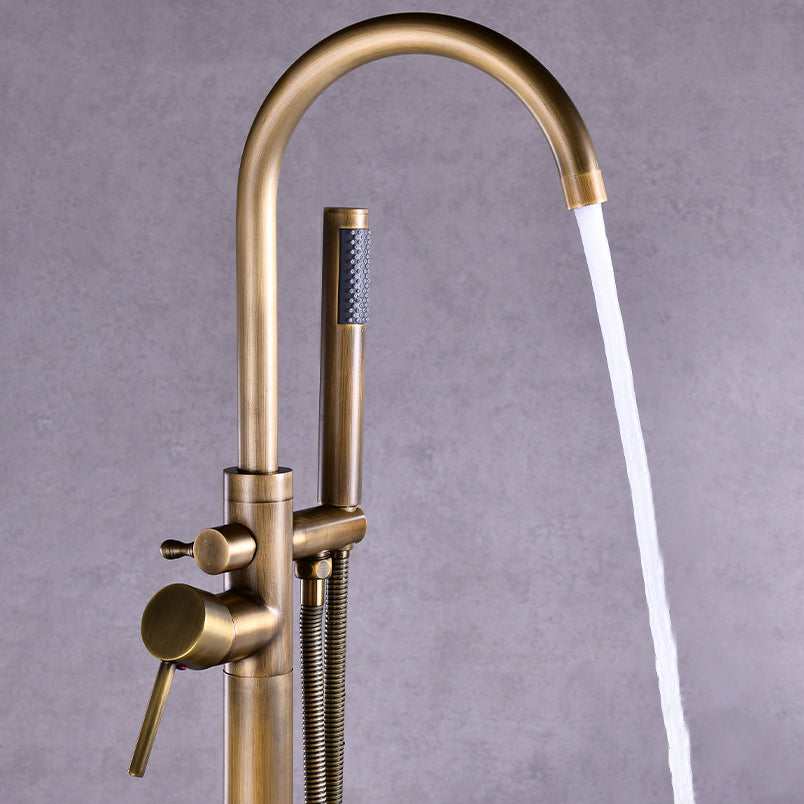 Floor Mounted Freestanding Tub Filler Metal Freestanding Tub Filler Trim with Spray Gun