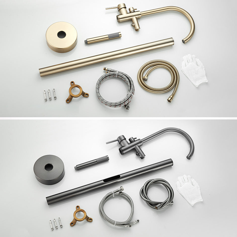 Floor Mounted Freestanding Tub Filler Metal Freestanding Tub Filler Trim with Spray Gun
