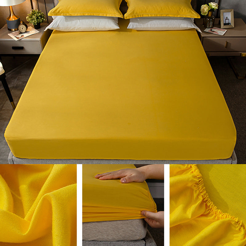 Fade Resistant Bed Sheet Solid Color One Piece Breathable Fitted Sheet