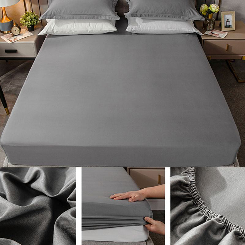 Fade Resistant Bed Sheet Solid Color One Piece Breathable Fitted Sheet