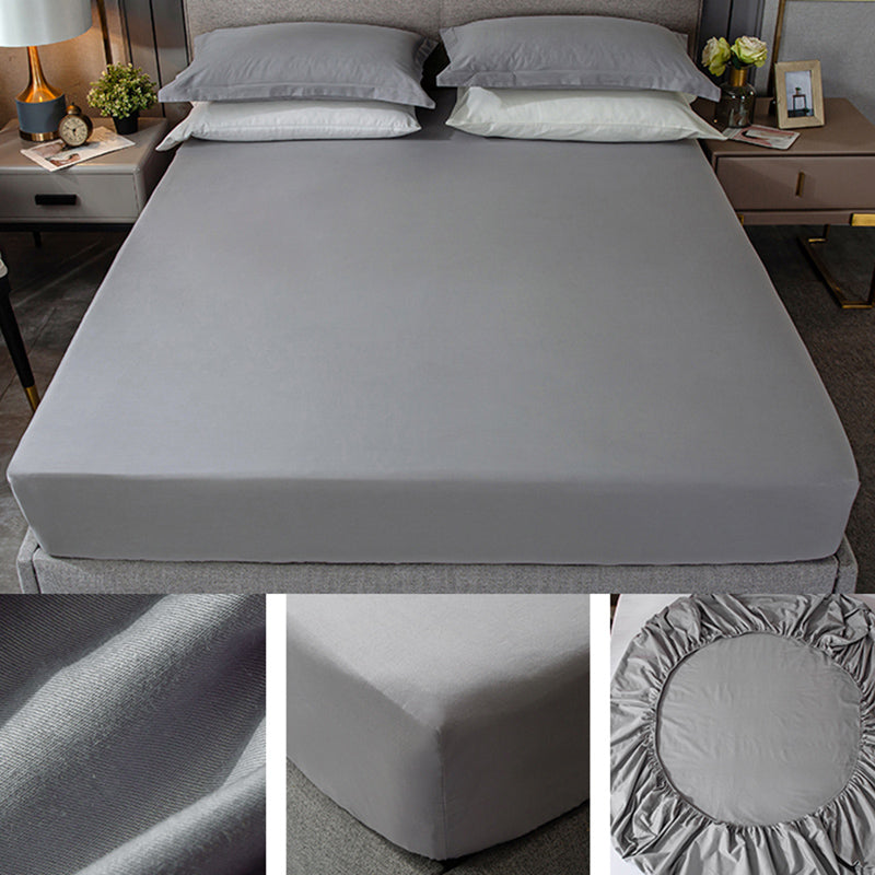 Fade Resistant Bed Sheet Solid Color One Piece Breathable Fitted Sheet