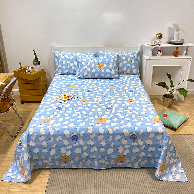 Floral Twill Bed Sheet Cotton Breathable Sheet Standard Deep Pocket Fitted Sheet