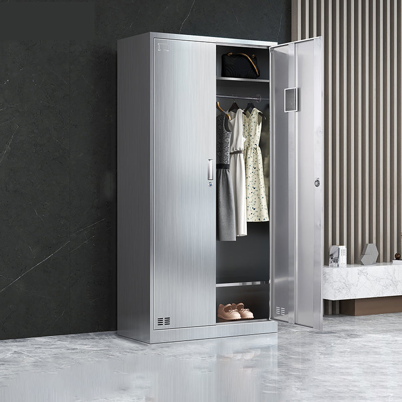 Steel Chrome Storage Cabinet Modern Cabinet with Hinged Doors