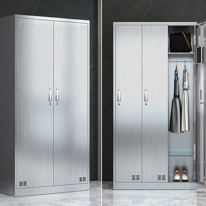 Steel Chrome Storage Cabinet Modern Cabinet with Hinged Doors