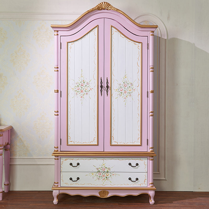 Matte Finish Wood Cabinet with Garment Rod Coastal Storage Cabinet with Hinged Doors