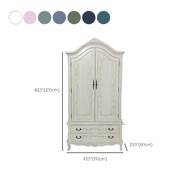 Matte Finish Wood Cabinet with Garment Rod Coastal Storage Cabinet with Hinged Doors