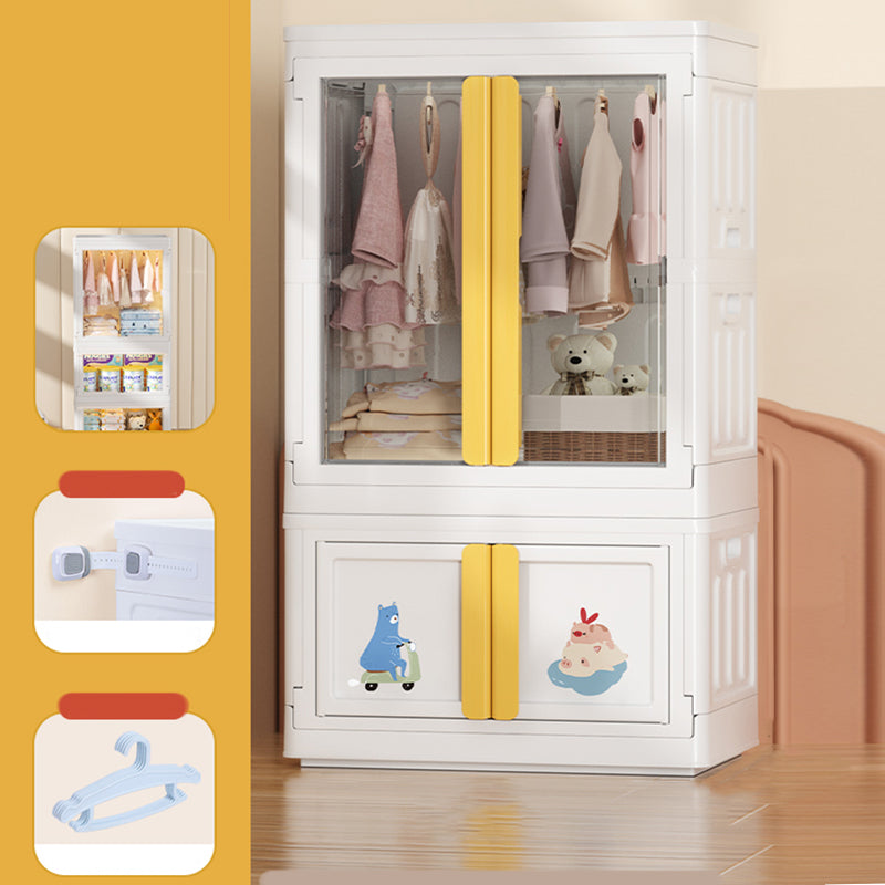 Plastic Storage Cabinet with Garment Rod Contemporary Hinged Door Cabinet