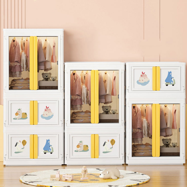 Plastic Storage Cabinet with Garment Rod Contemporary Hinged Door Cabinet