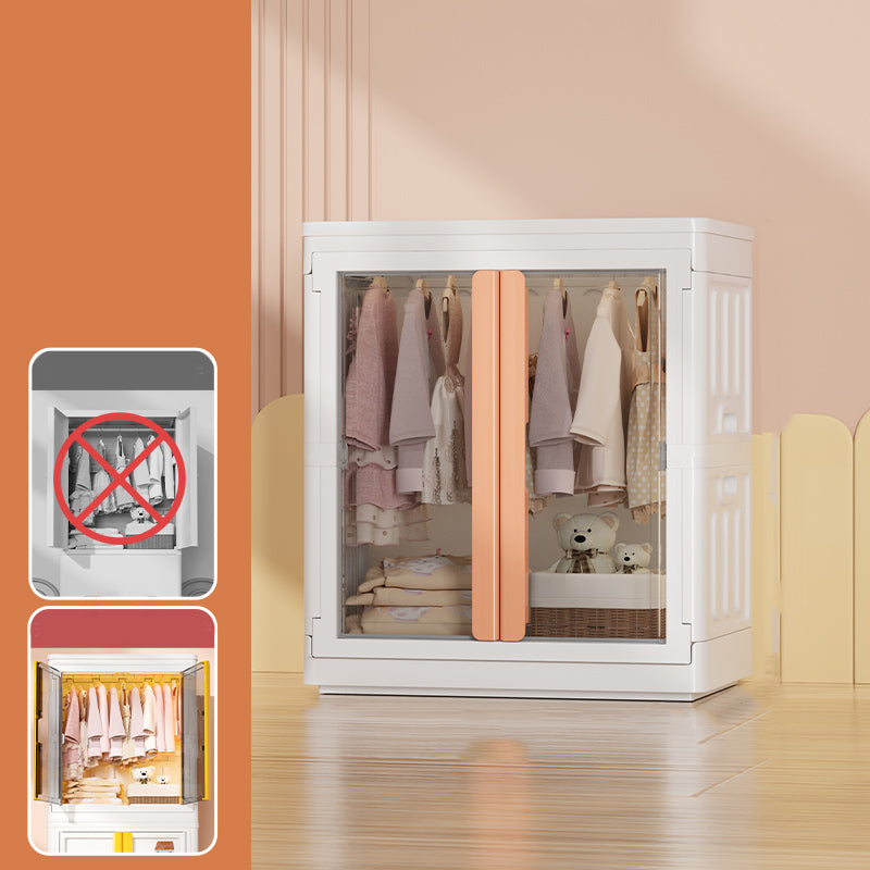 Plastic Storage Cabinet with Garment Rod Contemporary Hinged Door Cabinet