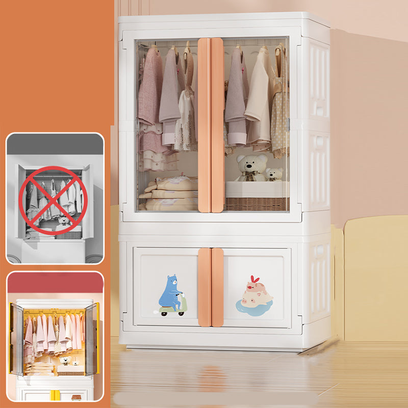 Plastic Storage Cabinet with Garment Rod Contemporary Hinged Door Cabinet