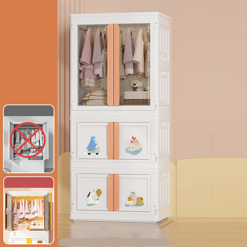 Plastic Storage Cabinet with Garment Rod Contemporary Hinged Door Cabinet