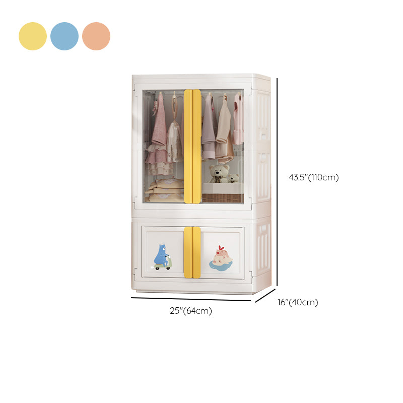 Plastic Storage Cabinet with Garment Rod Contemporary Hinged Door Cabinet