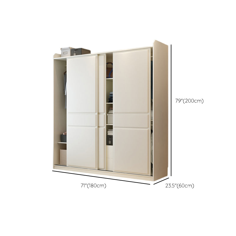 White Modern Wardrobe Armoire Wooden Wardrobe Closet with Shelves
