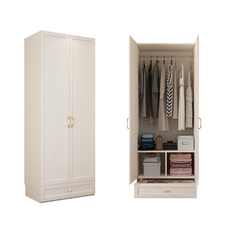 Engineered Wood Wardrobe Closet with Shelves White Wardrobe Cabinet