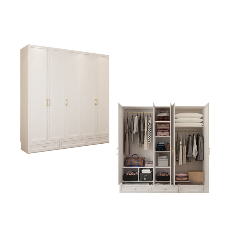 Engineered Wood Wardrobe Closet with Shelves White Wardrobe Cabinet