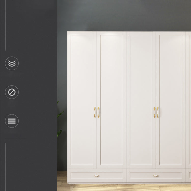 Engineered Wood Wardrobe Closet with Shelves White Wardrobe Cabinet