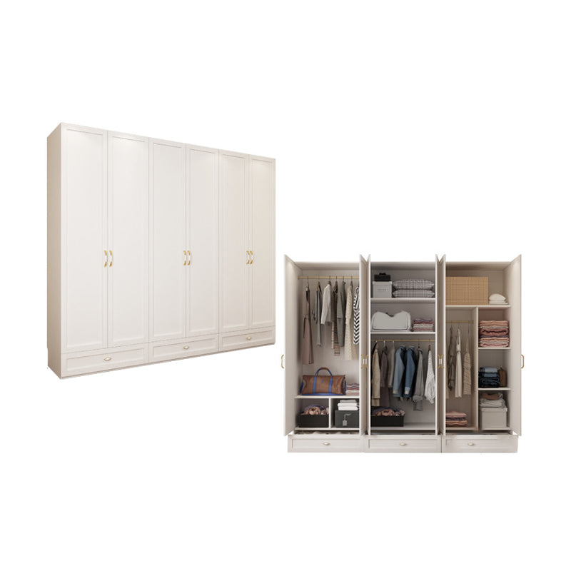 Engineered Wood Wardrobe Closet with Shelves White Wardrobe Cabinet