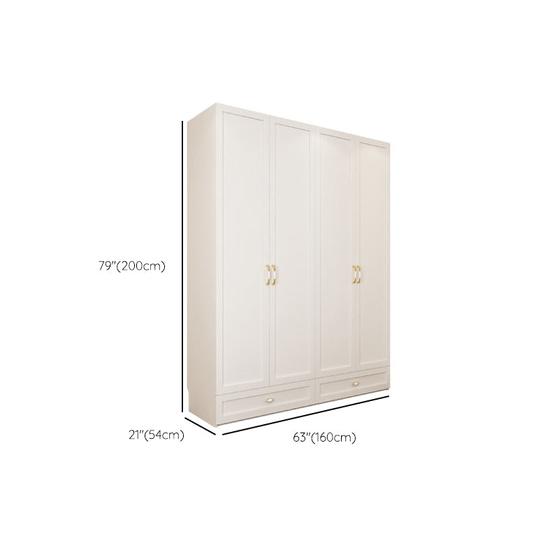 Engineered Wood Wardrobe Closet with Shelves White Wardrobe Cabinet
