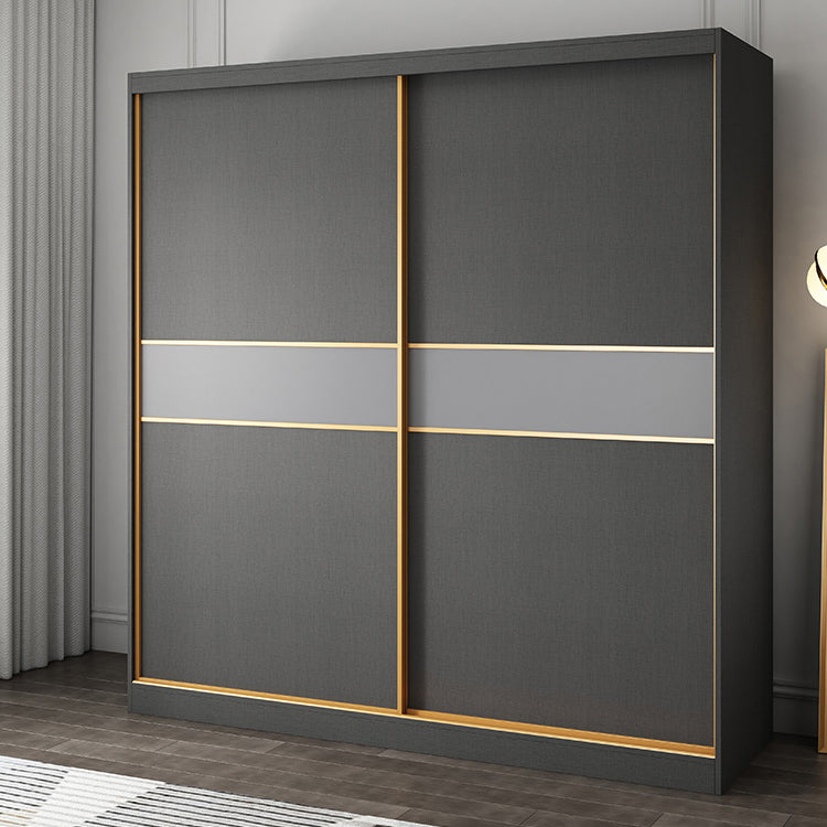 Grey Engineered Wood Wardrobe Cabinet Contemporary Wardrobe Armoire