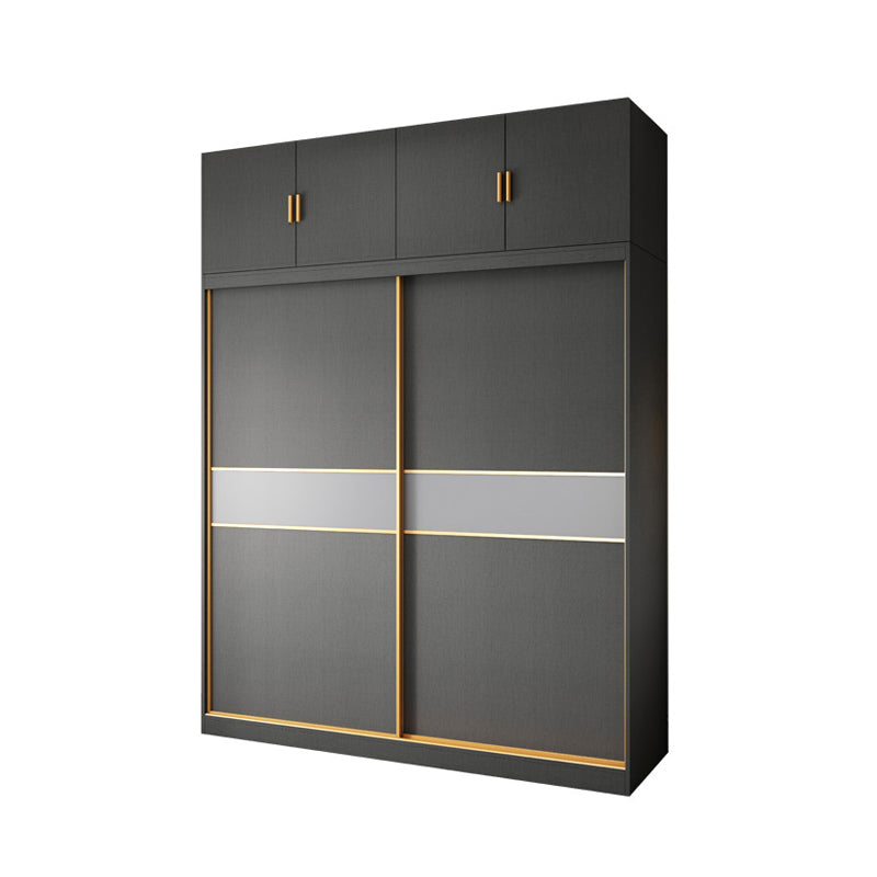 Grey Engineered Wood Wardrobe Cabinet Contemporary Wardrobe Armoire