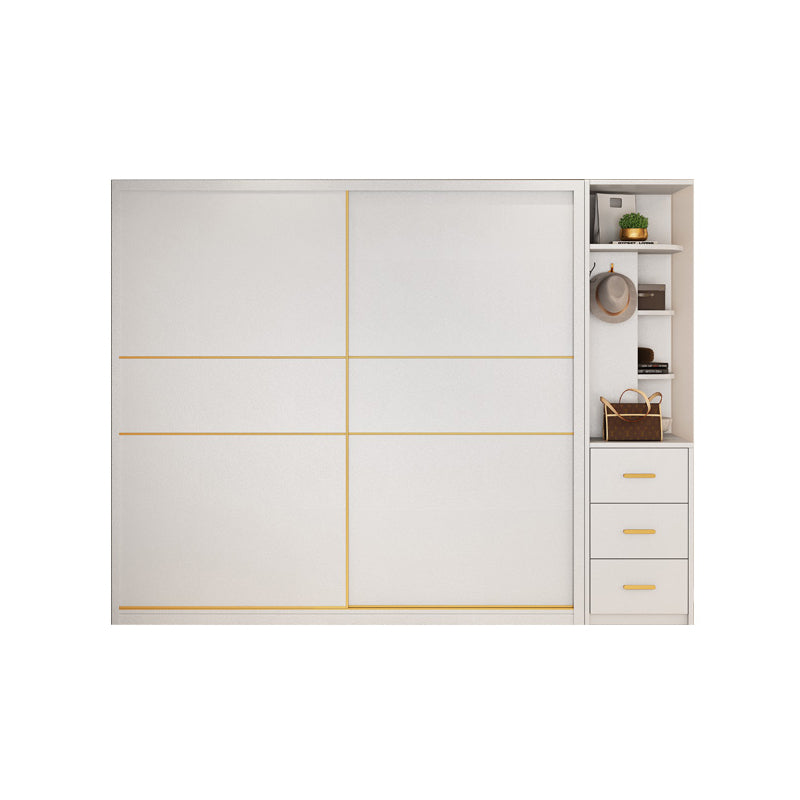 White Engineered Wood Wardrobe Cabinet Contemporary Wardrobe Armoire