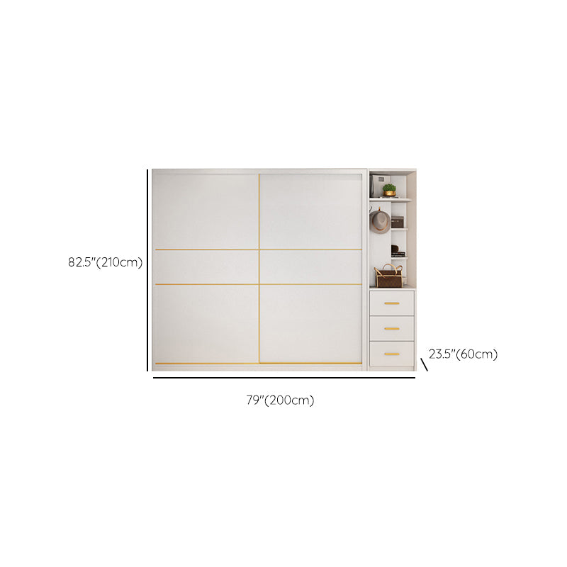 White Engineered Wood Wardrobe Cabinet Contemporary Wardrobe Armoire