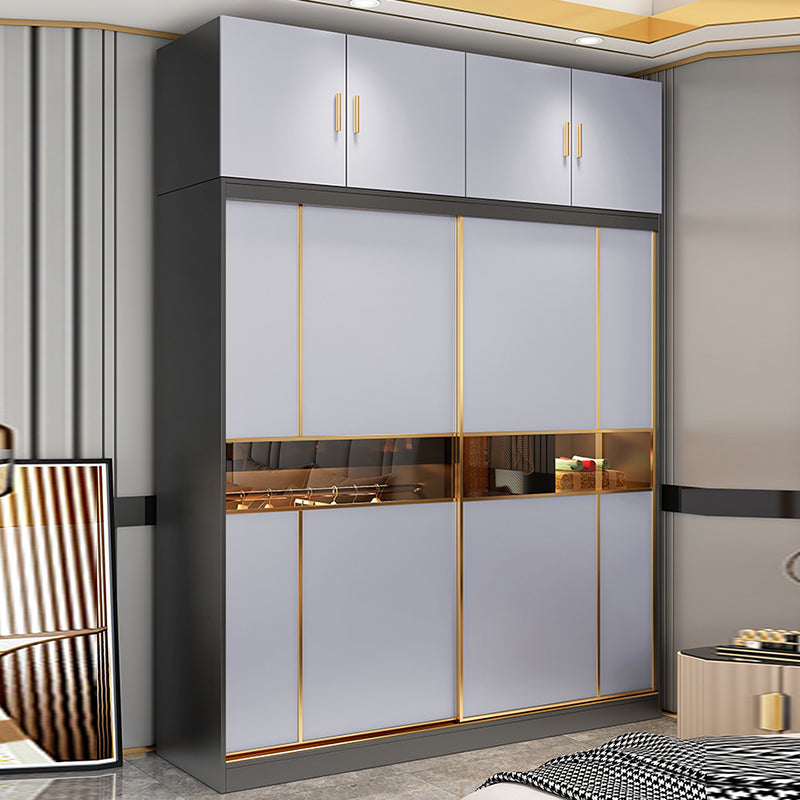 Engineered Wood Wardrobe Cabinet Contemporary Grey Wardrobe Armoire