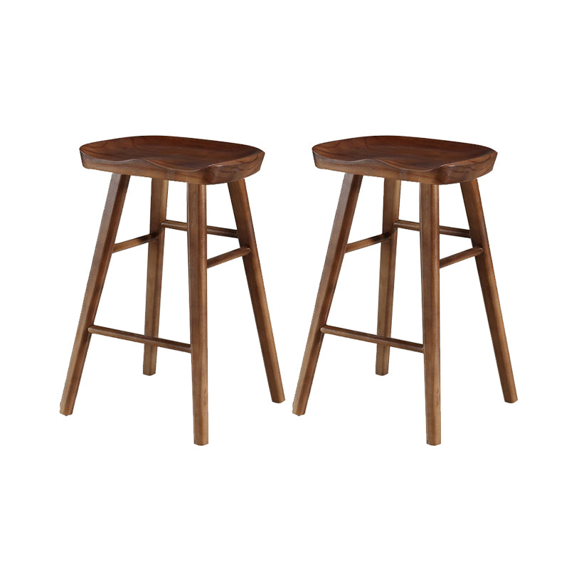 Solid Wood Dining Stool Contemporary Backless Bar Stool with Footrest