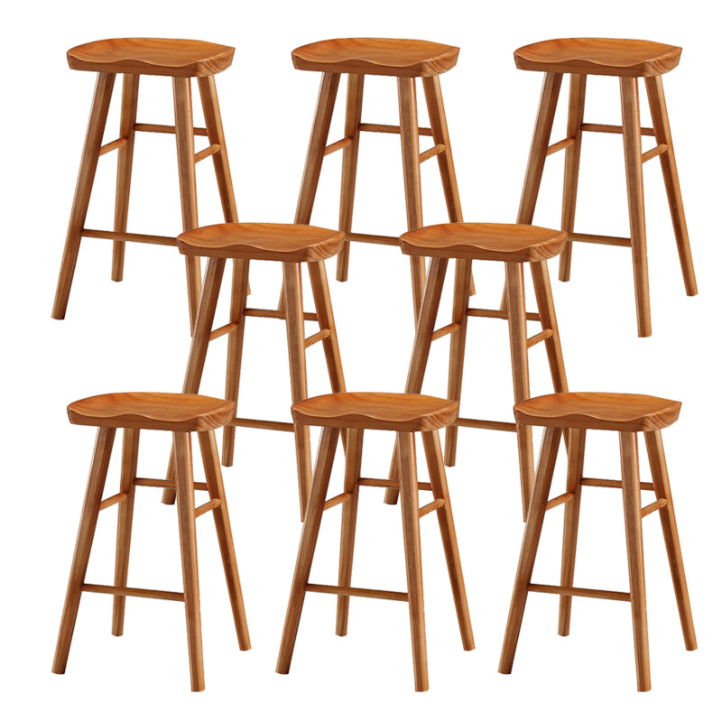 Solid Wood Dining Stool Contemporary Backless Bar Stool with Footrest
