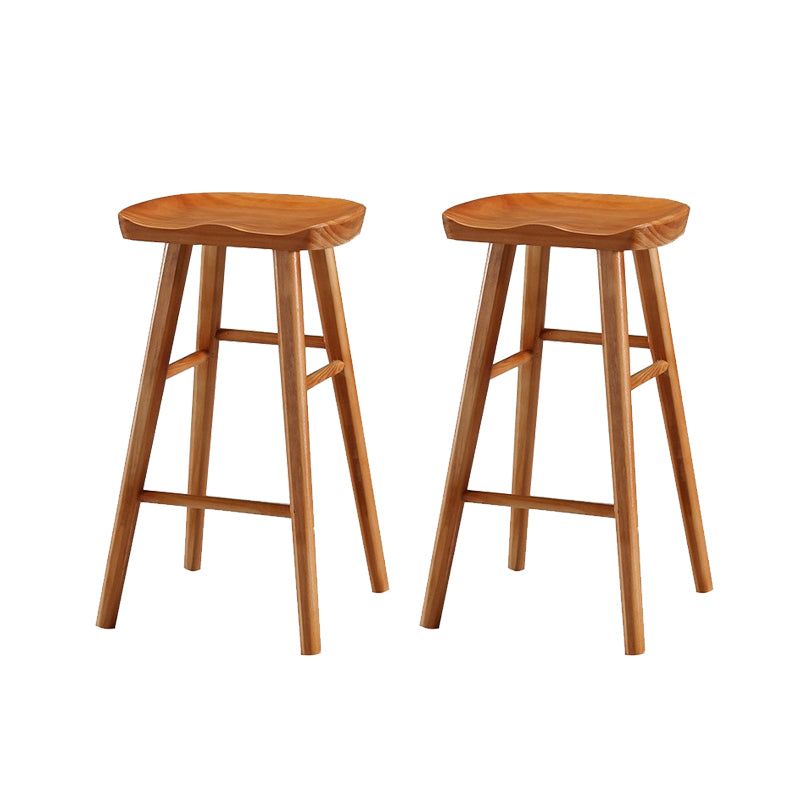Solid Wood Dining Stool Contemporary Backless Bar Stool with Footrest