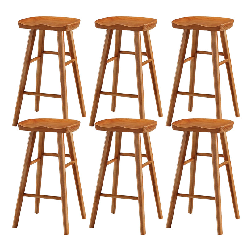 Solid Wood Dining Stool Contemporary Backless Bar Stool with Footrest