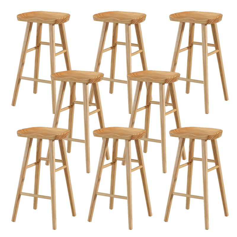 Solid Wood Dining Stool Contemporary Backless Bar Stool with Footrest