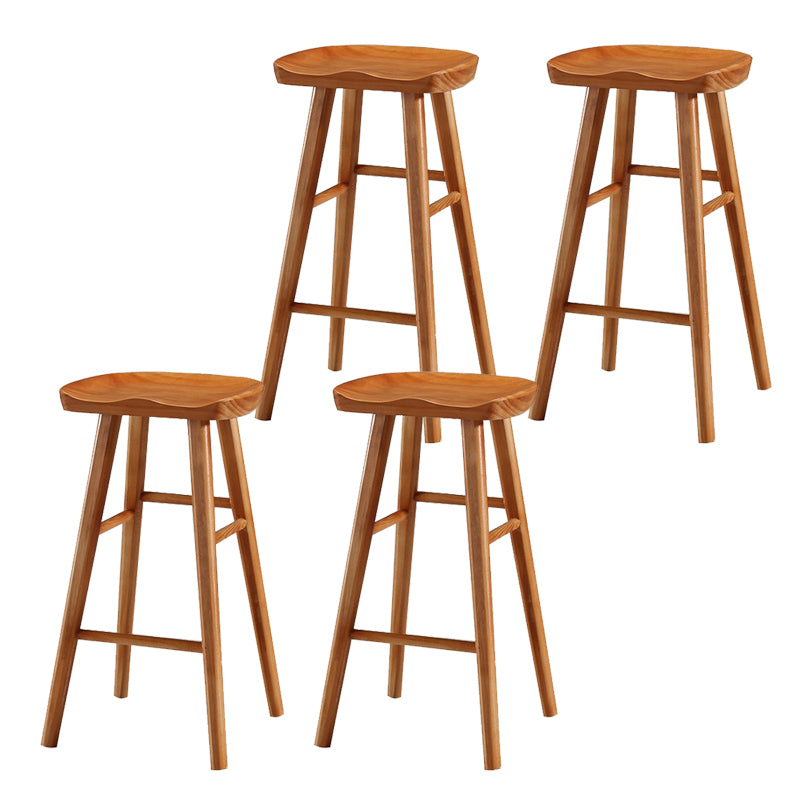 Solid Wood Dining Stool Contemporary Backless Bar Stool with Footrest