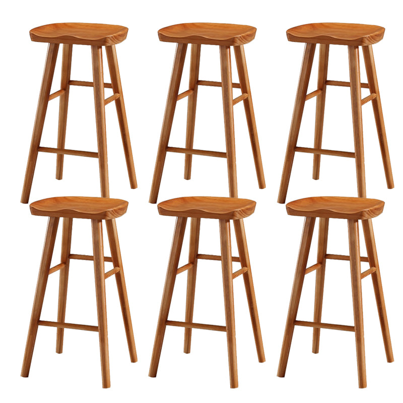 Solid Wood Dining Stool Contemporary Backless Bar Stool with Footrest