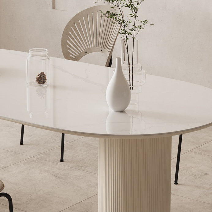 Modern Style Oval Table Set 1/4/5/6/7 Pieces Dining Set with Metal Legs