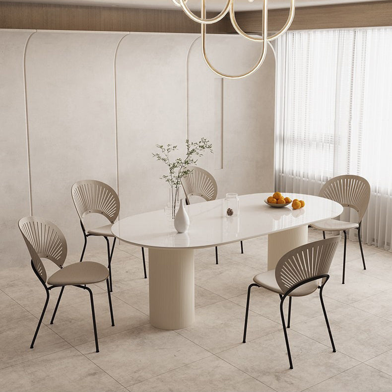 Modern Style Oval Table Set 1/4/5/6/7 Pieces Dining Set with Metal Legs