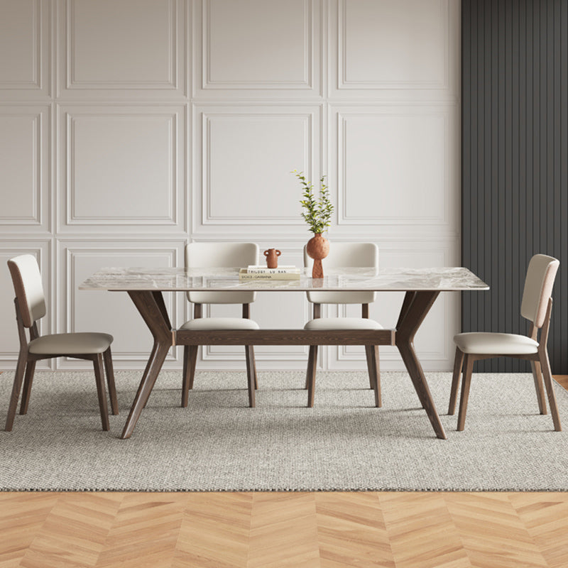 Modern 1/4/5/7 Pieces Dining Furniture Stone Rectangle Dining Table Set in Gray