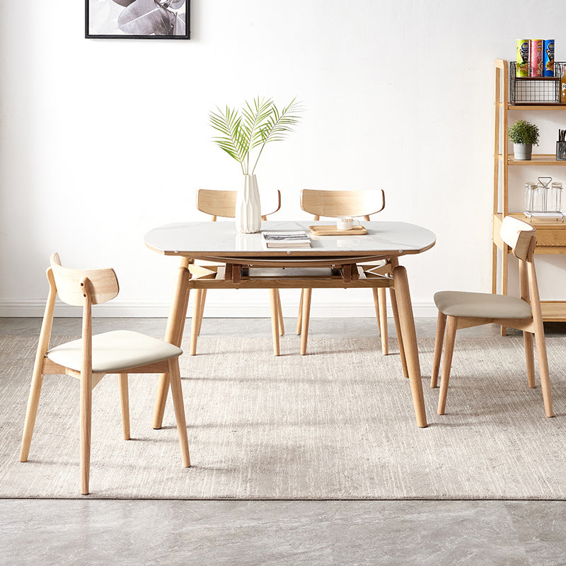 Modern 1/4/5/7 Pieces Furniture Stone Round Dining Table Set in White