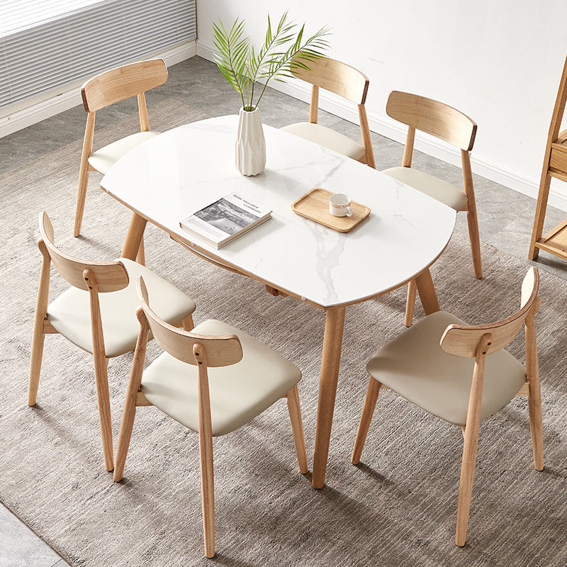 Modern 1/4/5/7 Pieces Furniture Stone Round Dining Table Set in White