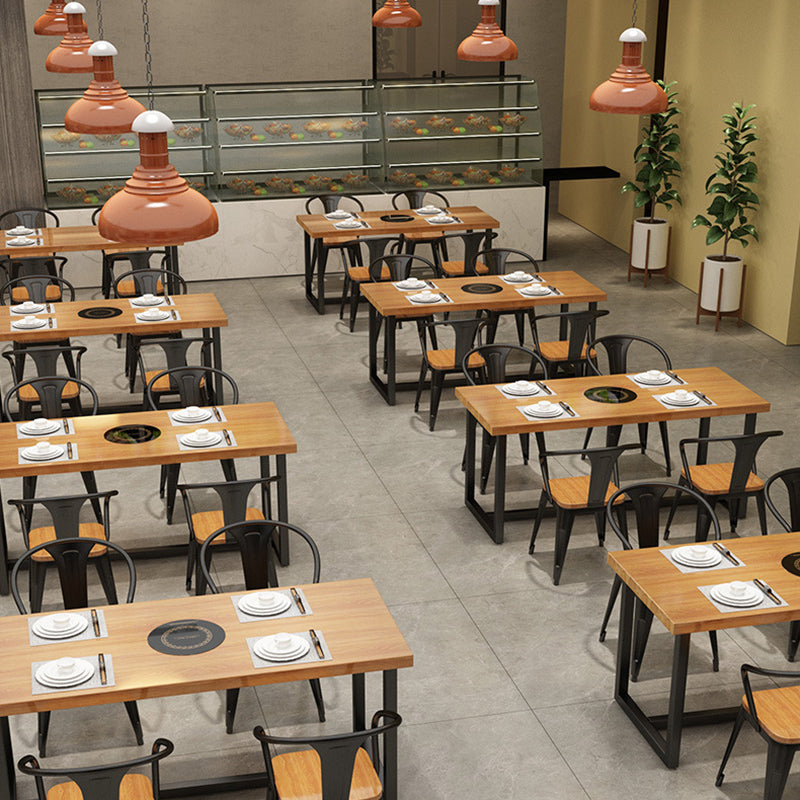 Industrial Dining Set 1/5 Pcs Solid Wood Top Dining Table and Armless Chairs