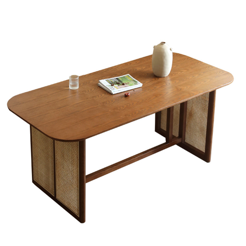 Rectangle Dining Set 1/4/5/6 Pcs  Ash Solid Wood and Rattan Dining Table and Chairs